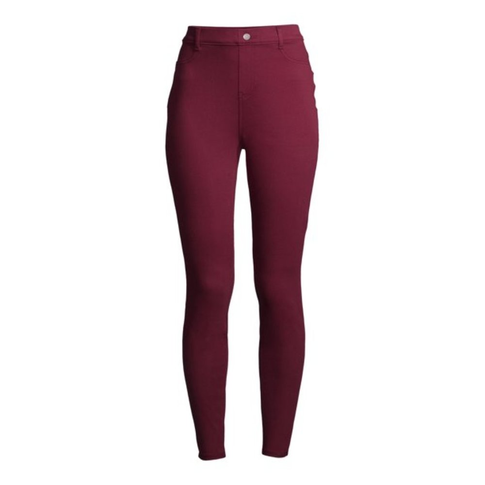 Time and Tru Women's High Rise Jeggings Burgundy Brick - Picture 5 of 7
